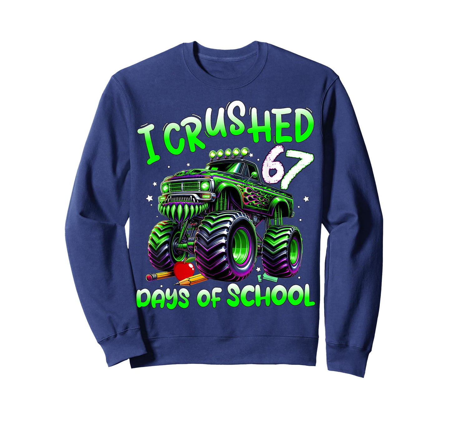 I Crushed 67 Days of School Monster Truck Funny 67 Meme Kids T-Shirt