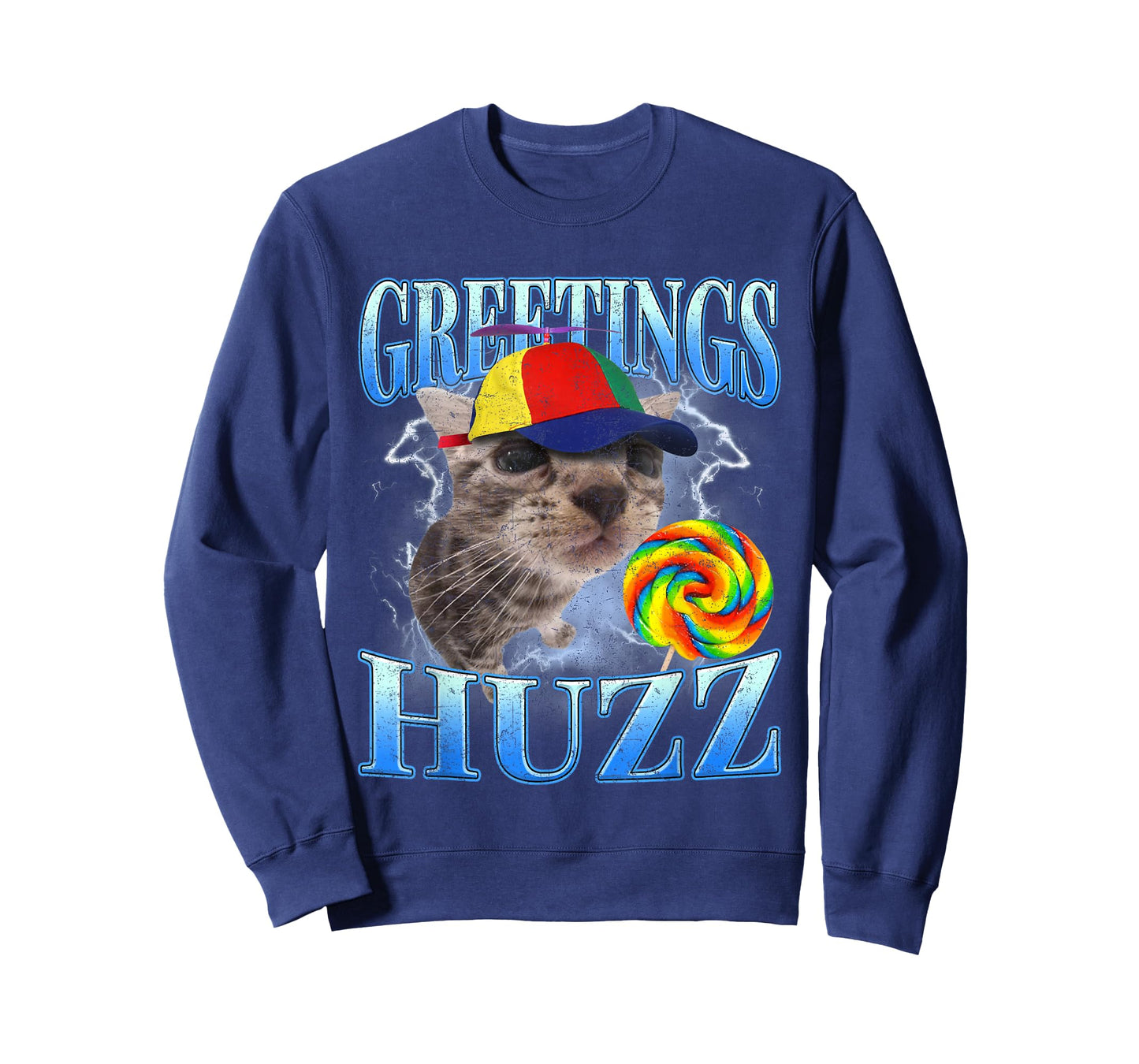 Greetings Huzz Retro Lollipop Cat Meme Funny Gen Z Alpha T-Shirt