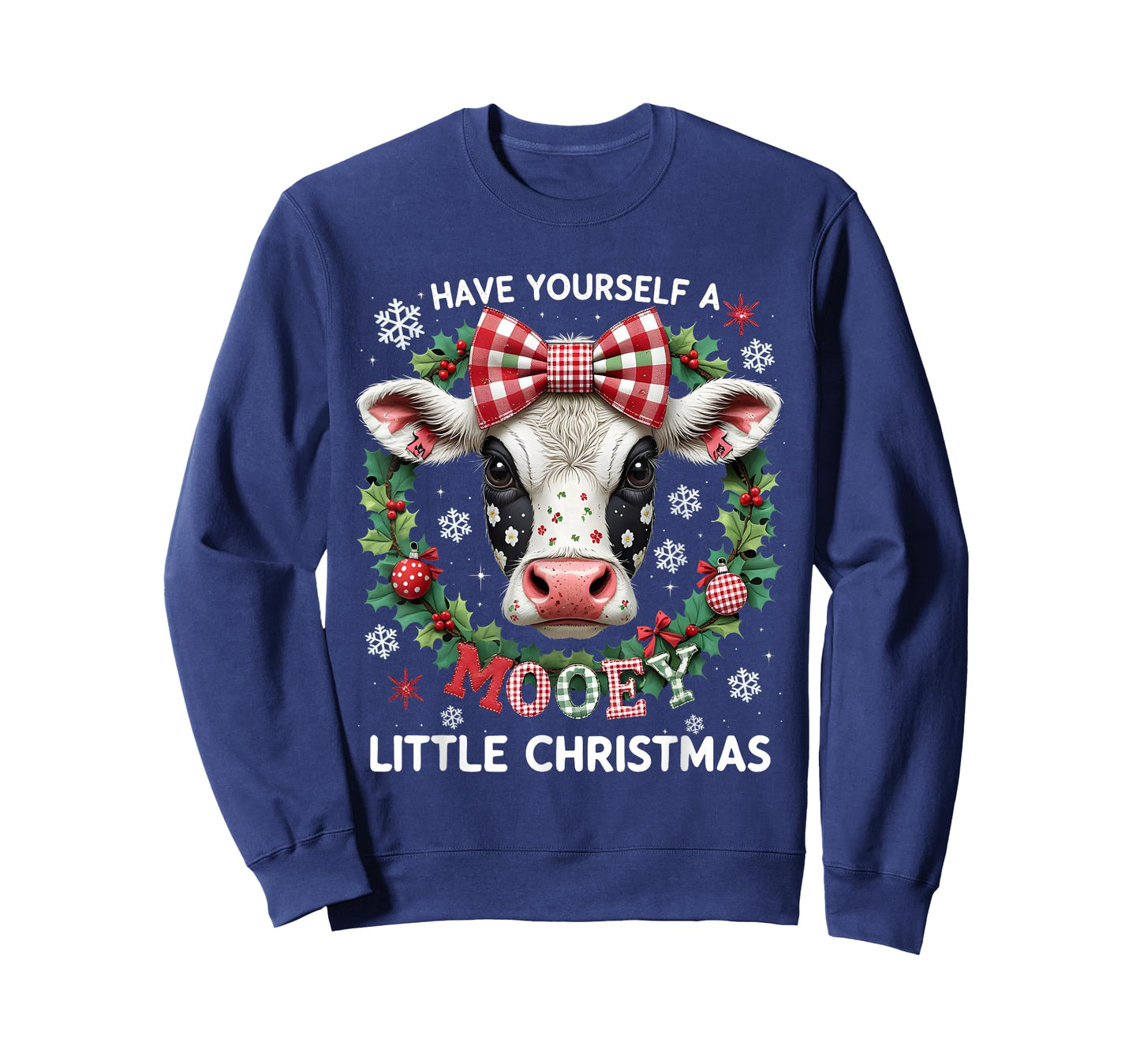 Have Yourself A Mooey Little Christmas Cow Patchwork Art T-Shirt
