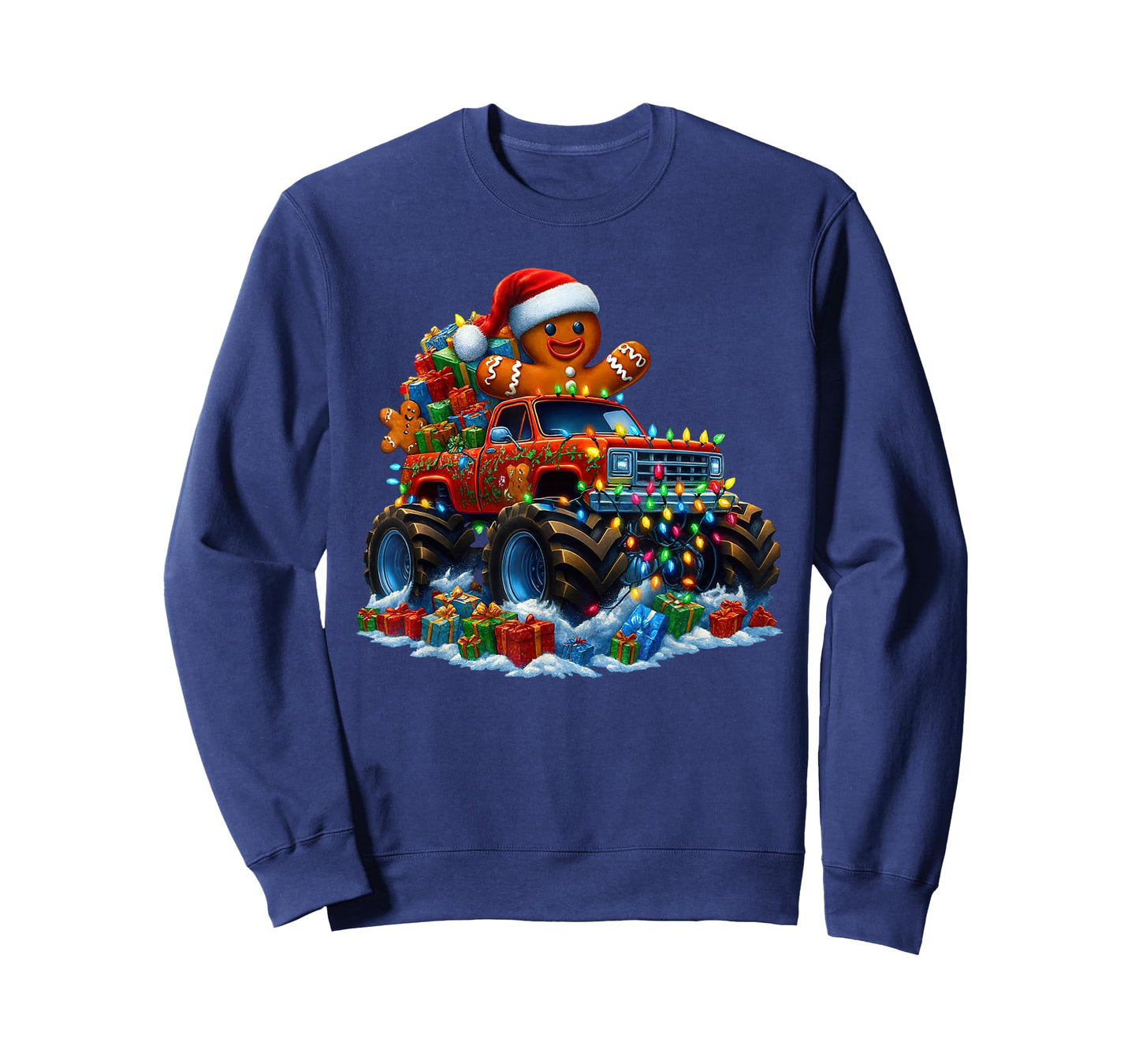 Monster Truck Gingerbread Man Funny Christmas Baking T-Shirt