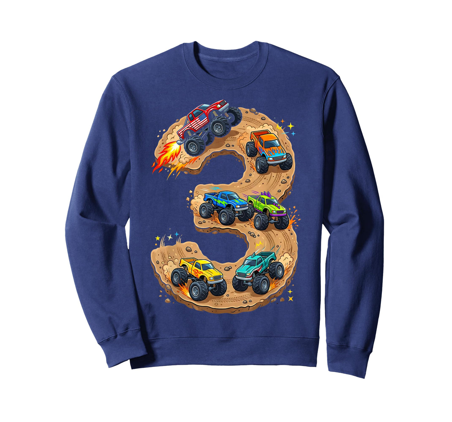 3 Year Old Monster Truck Boy Toddler 3rd Birthday Party T-Shirt