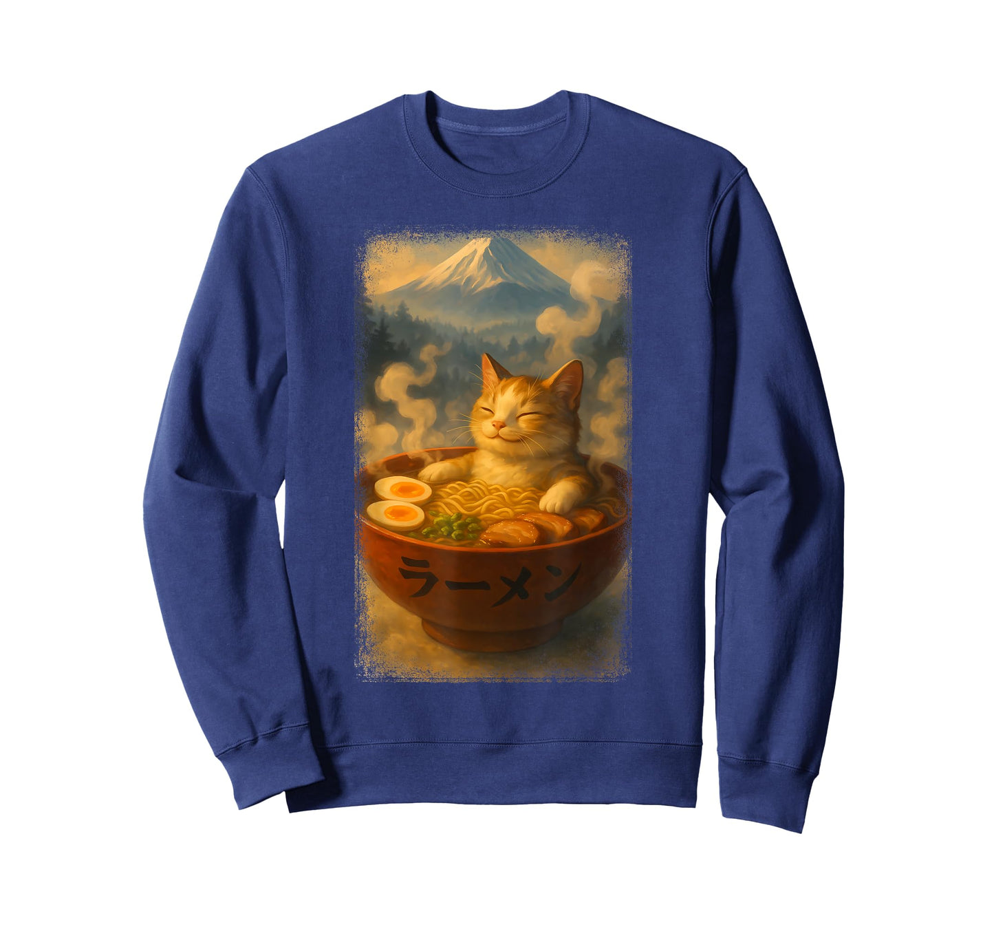 Cute Noodle Bowl Beside Mountain Kawaii Japanese Ramen Cat T-Shirt