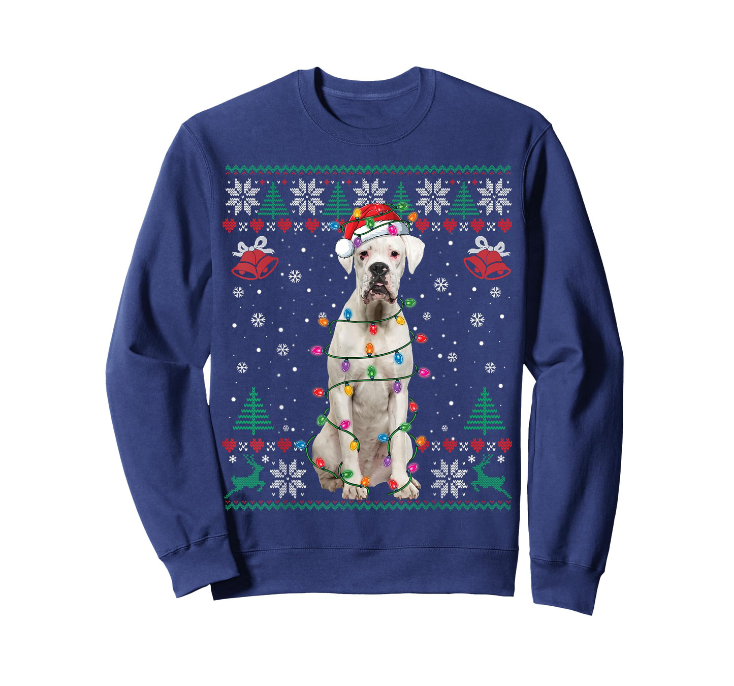 White Boxer Dog Ugly Christmas Sweater Funny Xmas T-Shirt