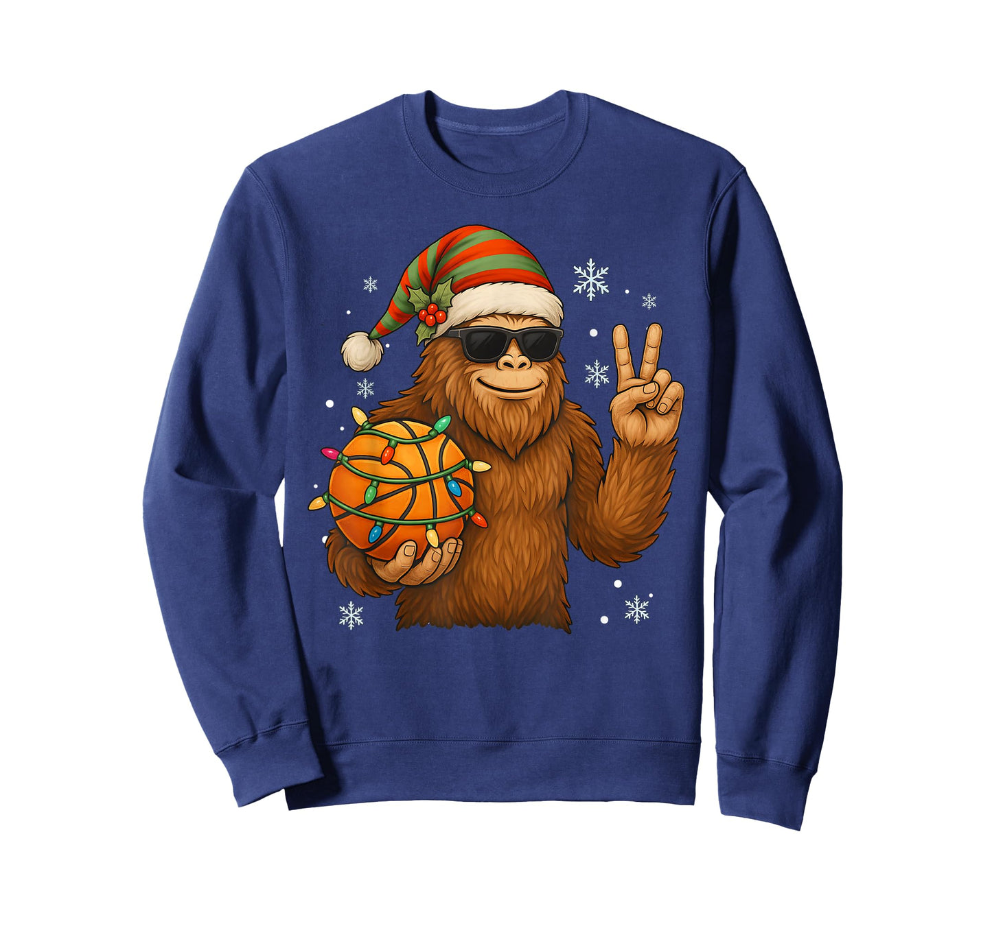 Bigfoot Santa Basketball Christmas T-Shirt