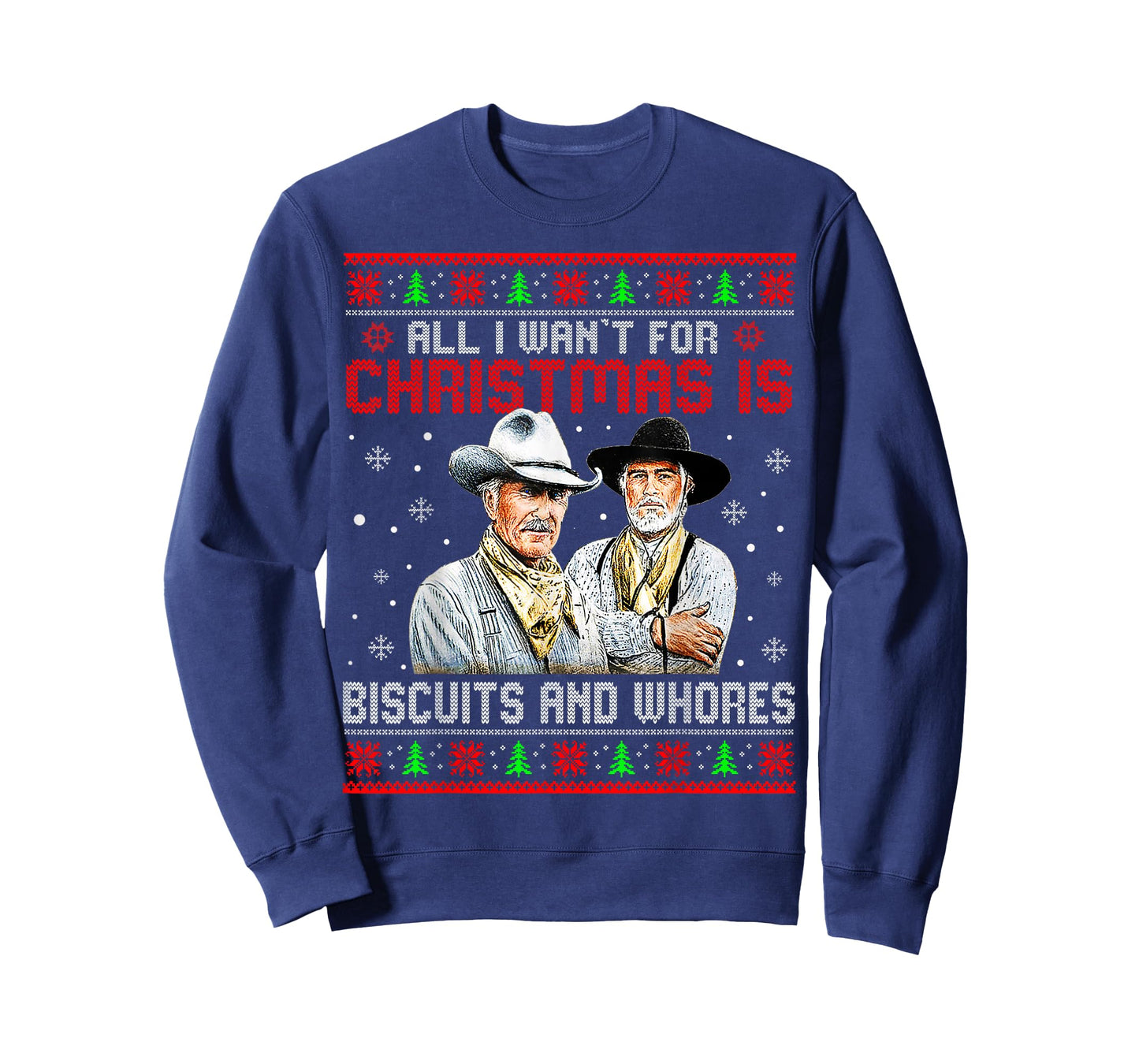 Western Cowboys Biscuits and Whores Christmas Ugly Sweater T-Shirt