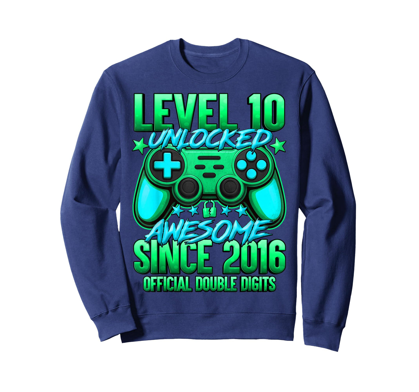 Official Double Digits Level 10 Unlocked 10th Birthday Boy T-Shirt