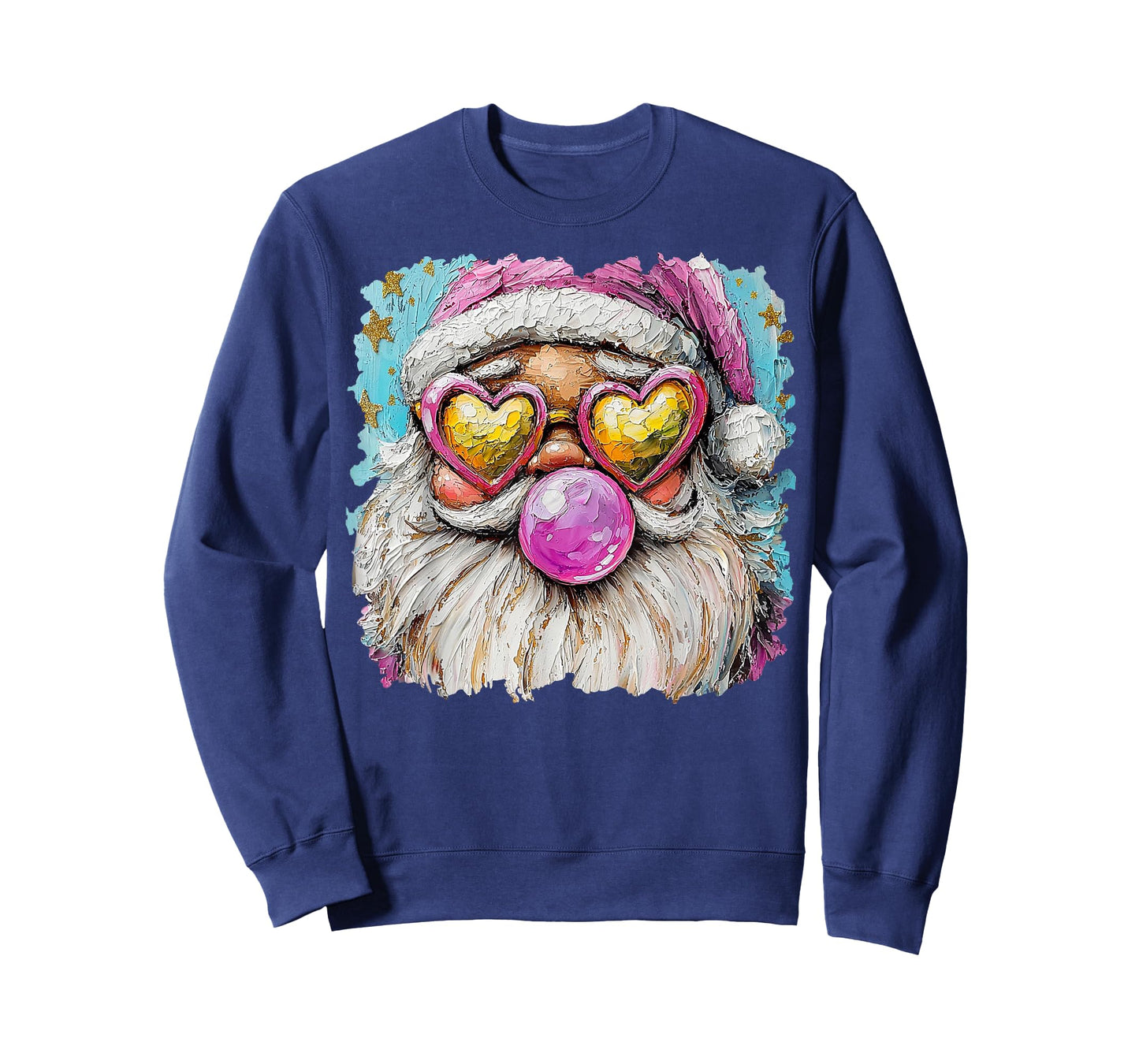 Santa Heart Glasses Christmas Art T-Shirt
