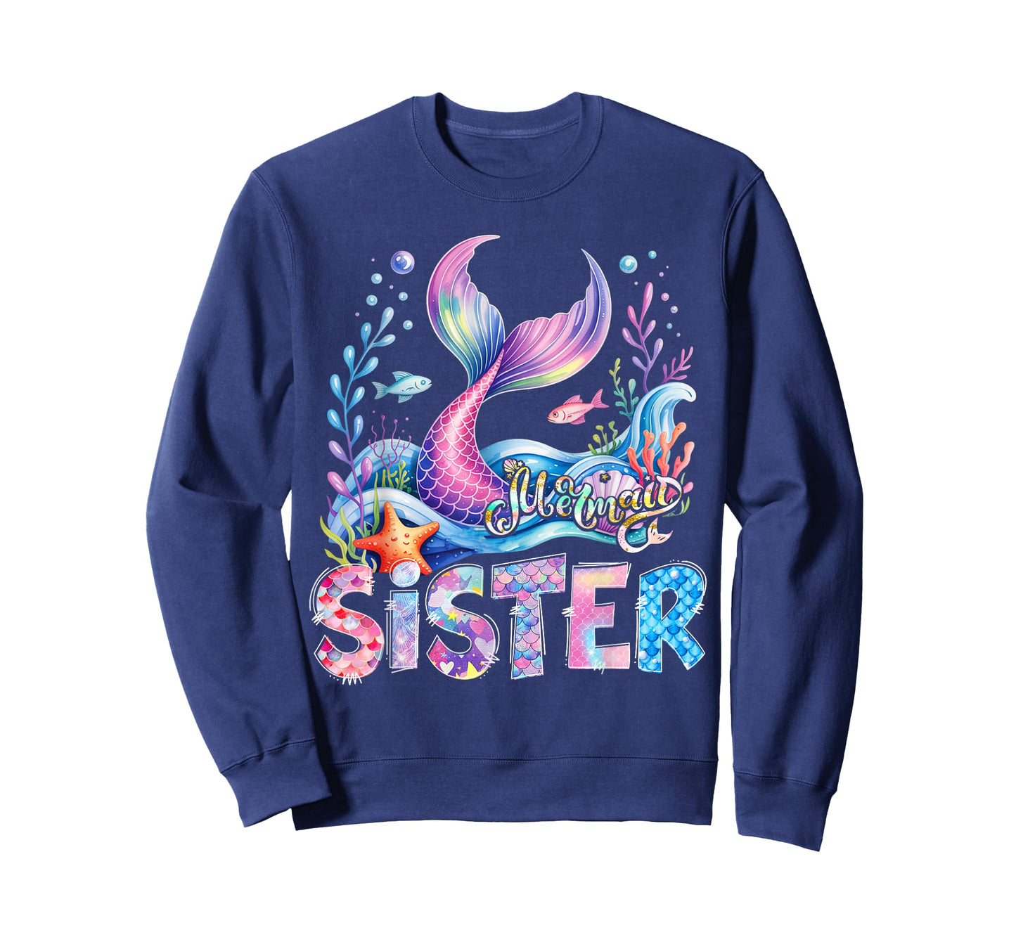 Mermaid Sister Family Matching Birthday Girl Party T-Shirt