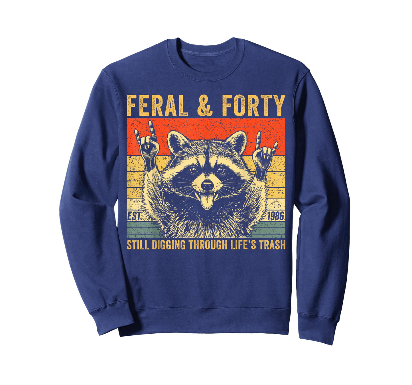 Funny 40th Birthday Est 1986 Feral & Forty Raccoon Graphic T-Shirt
