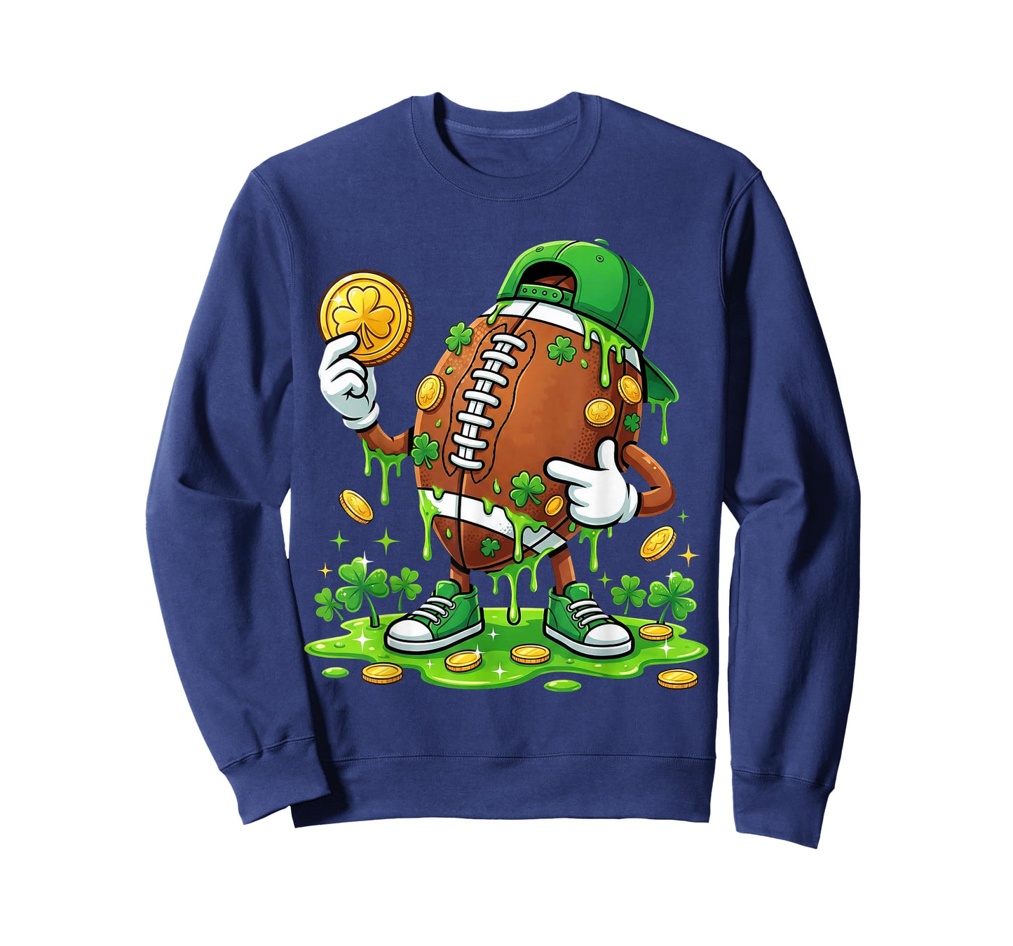 Youth Boys St Patricks Day Football Drip Shamrock Men Sports T-Shirt