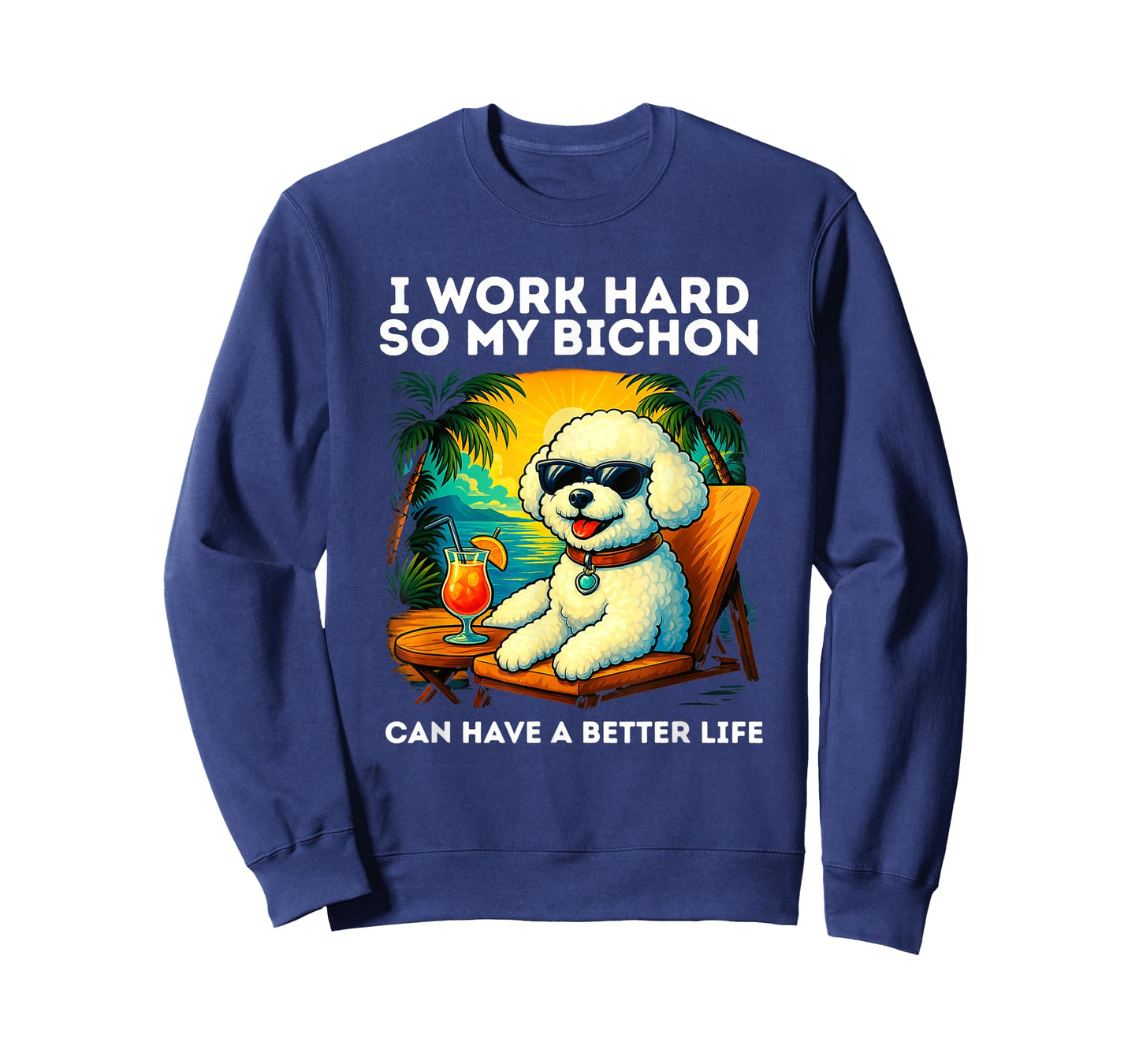 Funny Bichon Frise Dog Design I Work Hard Bichon Frise Lover T-Shirt