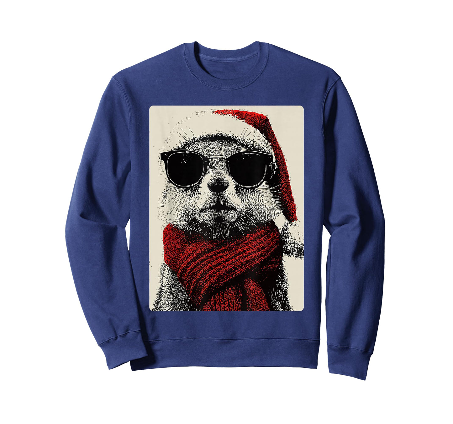 Christmas Squirrel with Sunglasses Santa Hat Funny Animal T-Shirt
