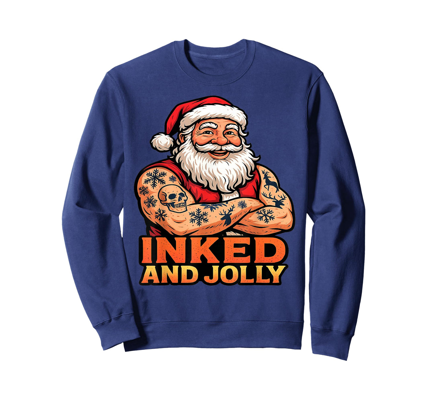 Inked and Jolly Funny Tattooed Santa Christmas Tattoo T-Shirt