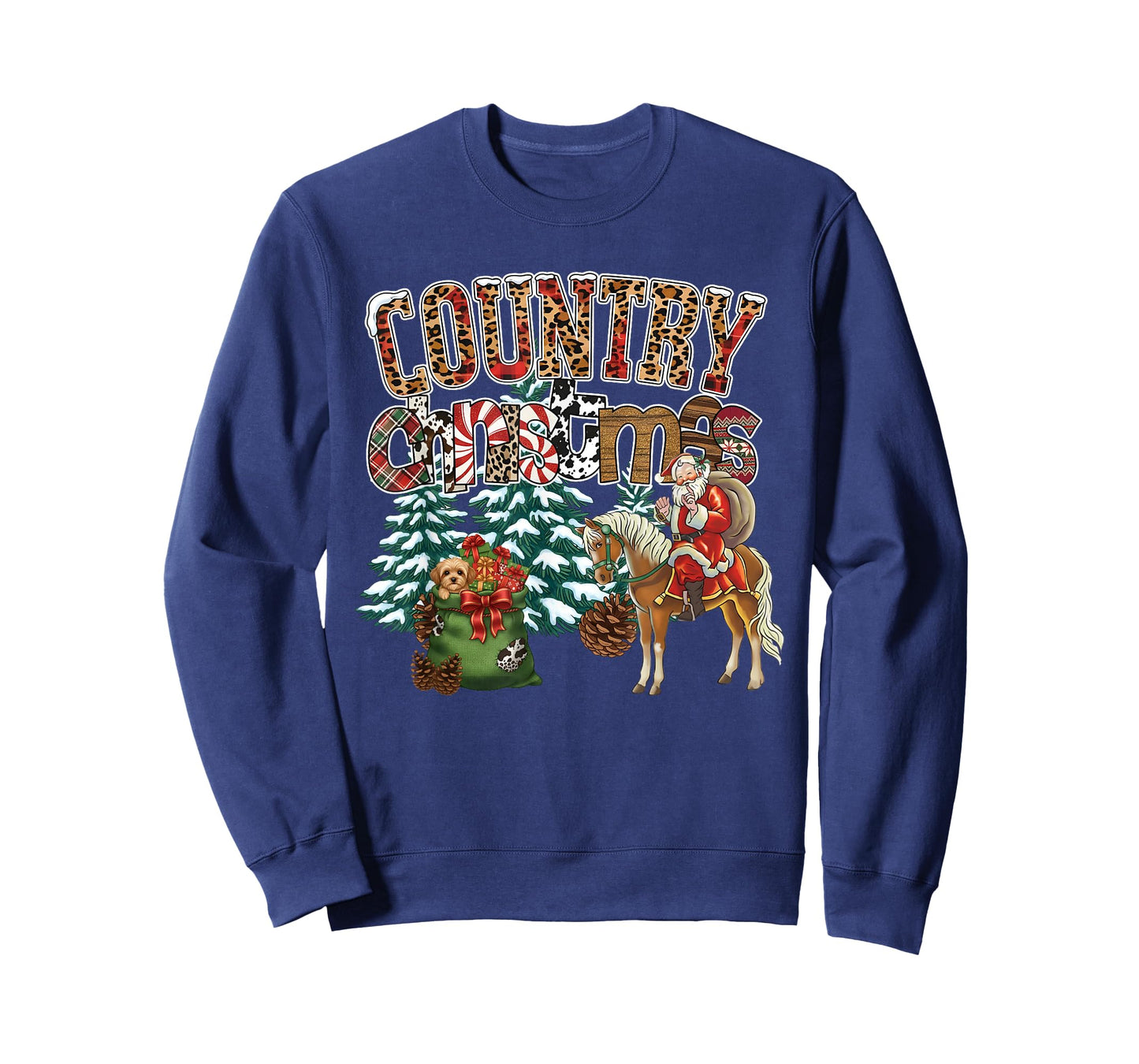 Country Christmas Santa Horse Western Holiday Men Women T-Shirt