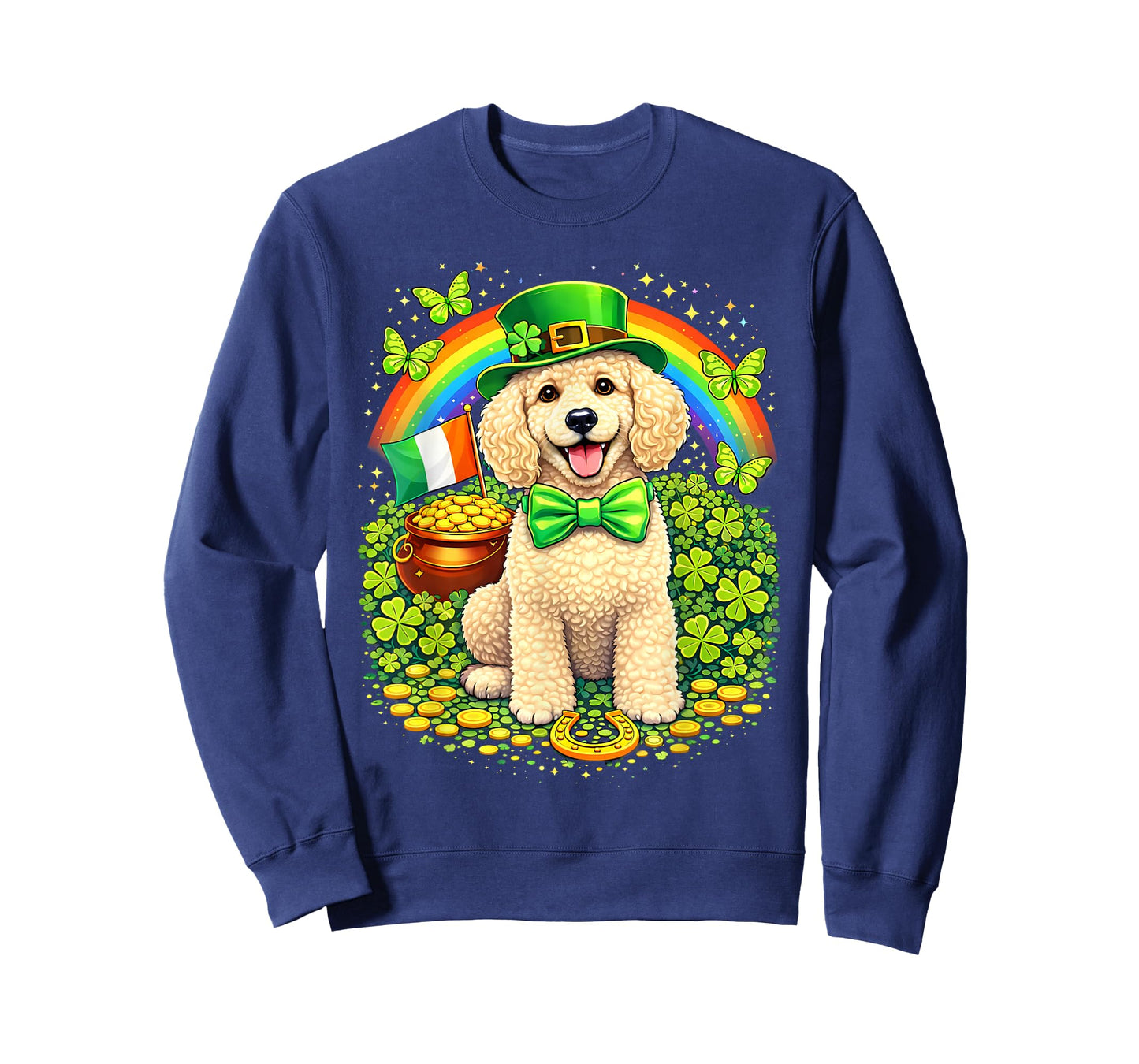 Lucky Poodle St Patrick’s Day Rainbow Shamrock Dog Lover T-Shirt