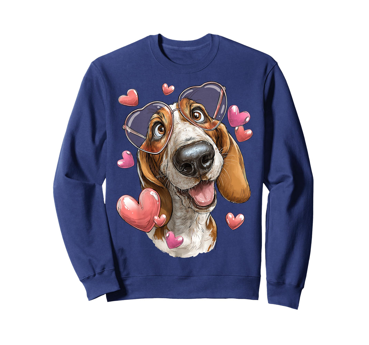 Basset Hound Dog Valentine's Day Heart Sunglasses T-Shirt