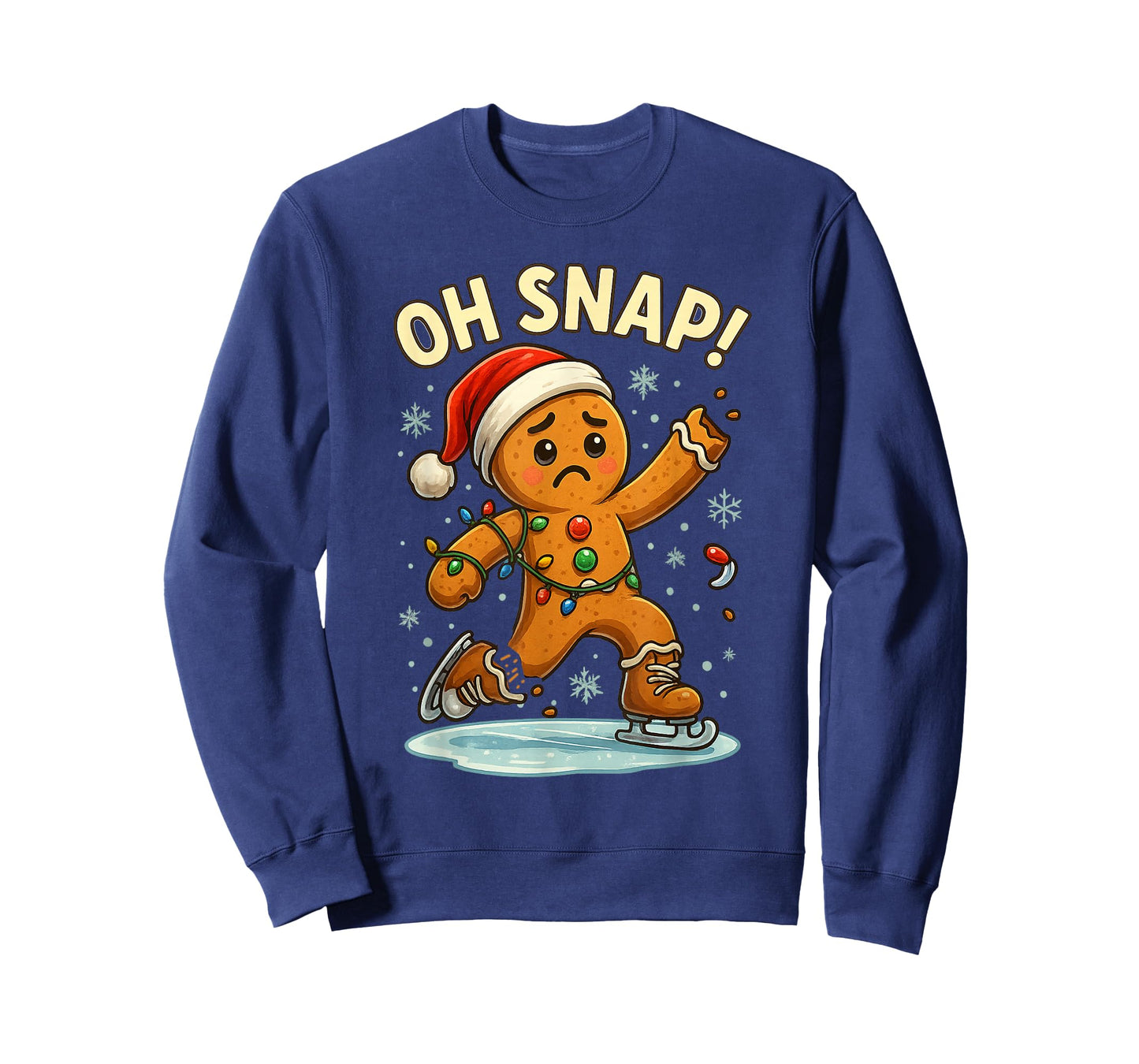 Oh Snap Funny Gingerbread Ice Skating Christmas Lights T-Shirt