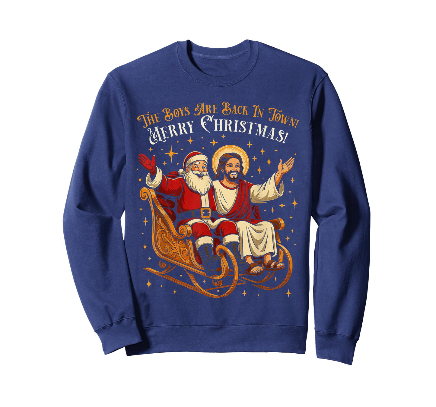Jesus and Santa The Boys are Back in Town Funny Christmas T-Shirt