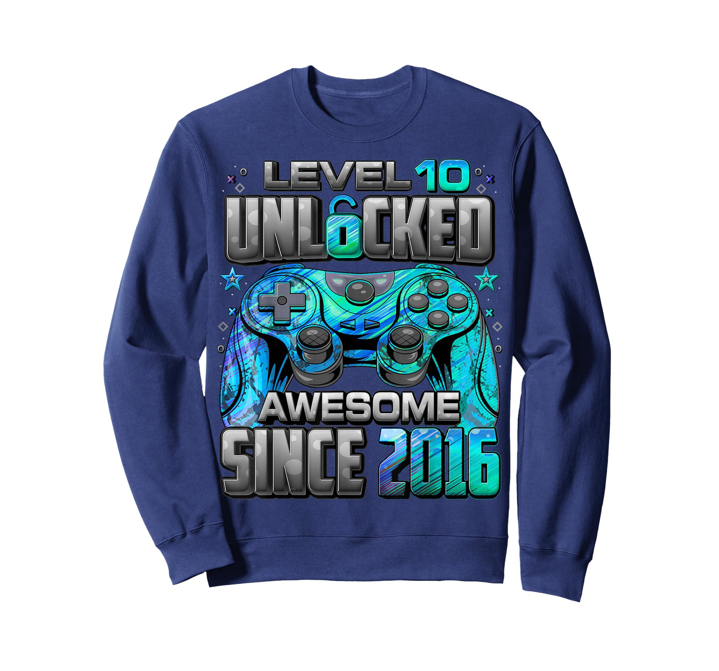 Level 10 Unlocked Awesome Since 2016 10th Birthday Gaming T-Shirt