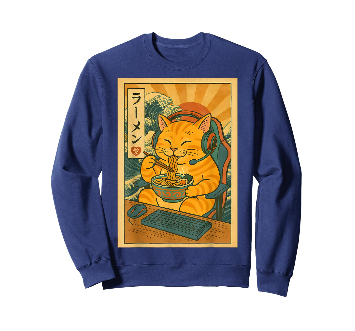 Cute Kawaii Gamer Cat Funny Ramen Japanese Cat Gaming T-Shirt