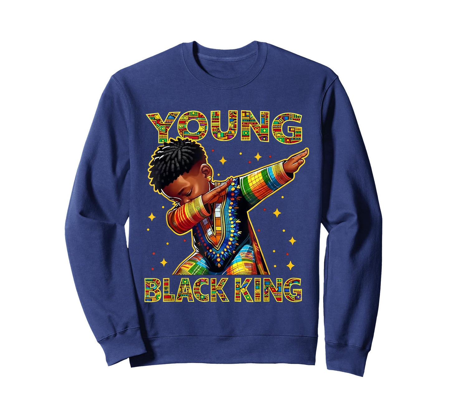 Boys African Kente Print Little Kids with King Kente Tee T-Shirt