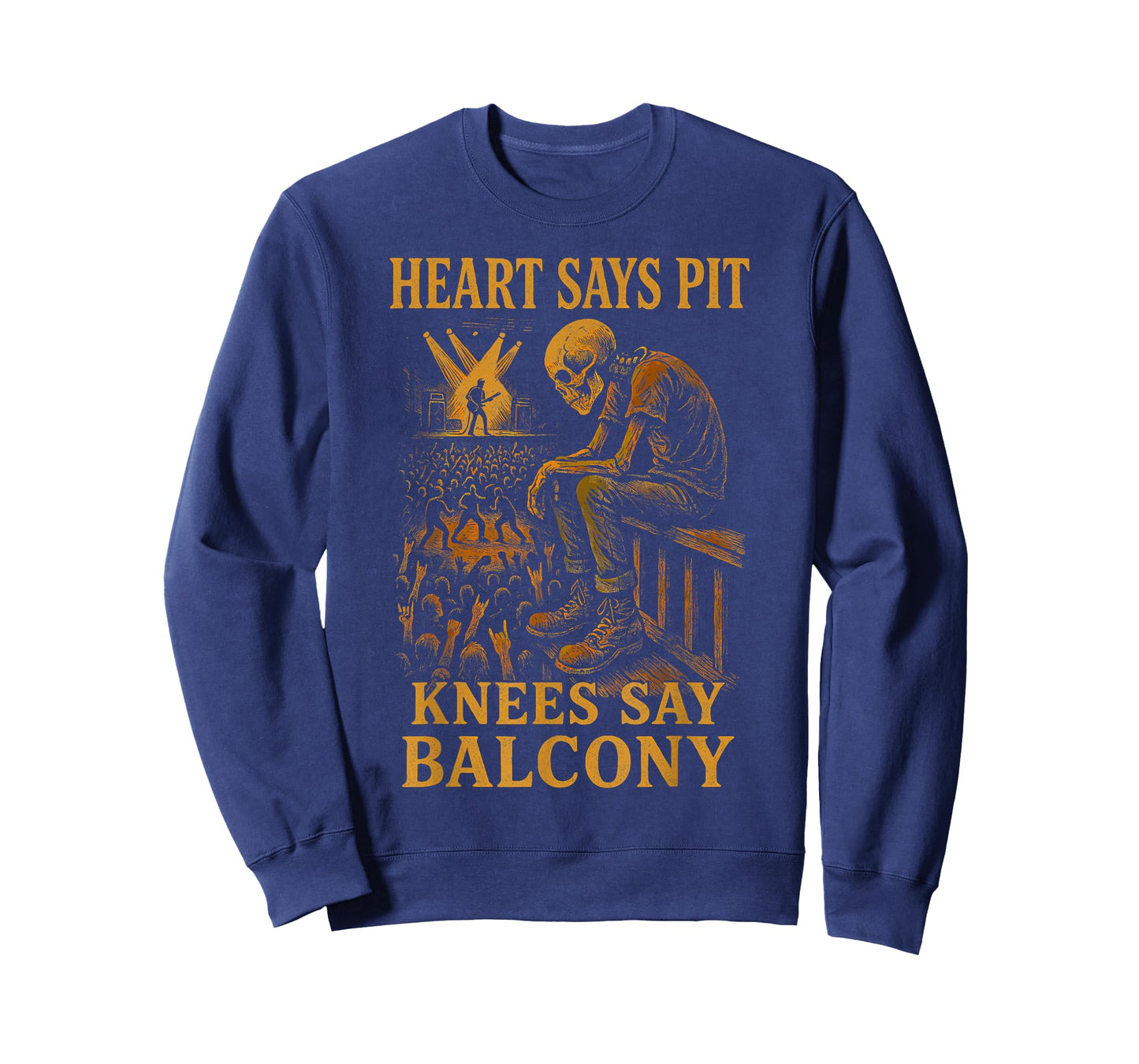Heavy Metal Rock Concert Heart Says Pit Knees Say Balcony T-Shirt