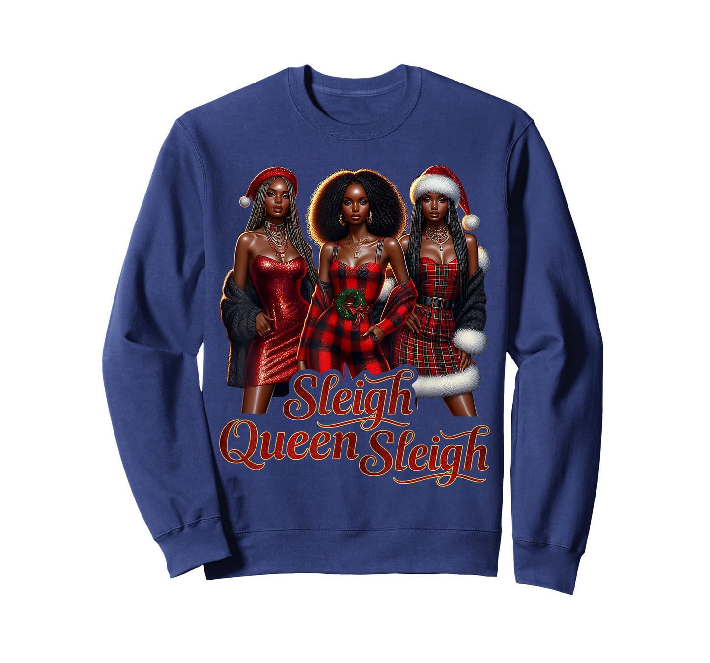 Melanin Afro Queen Claus Santa Black Women Christmas T-Shirt