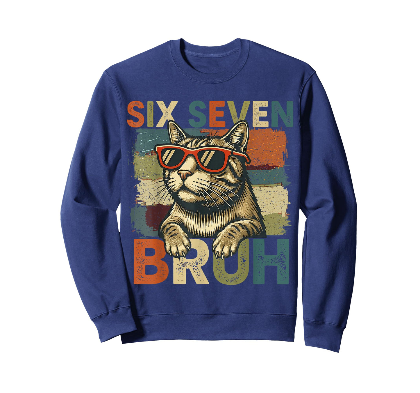 Six Seven Bruh 6 7 Meme Cat Lover 6-7 Funny Cat 67 T-Shirt