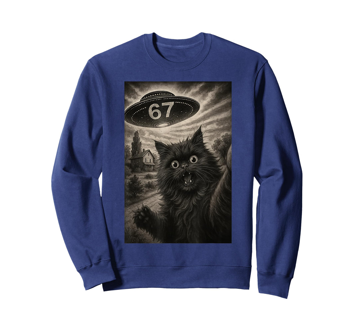 Cat Selfie 67 Meme Six Seven Funny UFO T-Shirt