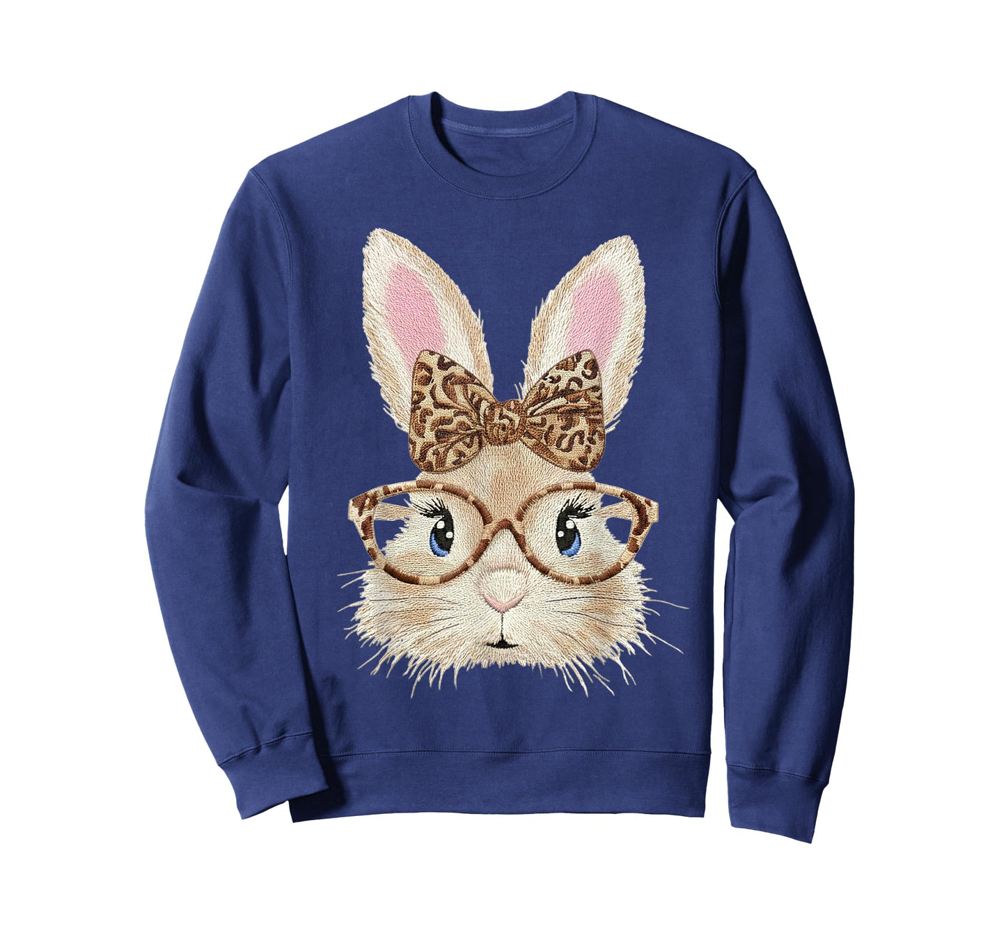 Bunny Face Glasses Bandana Leopard Women Girls Easter Day T-Shirt