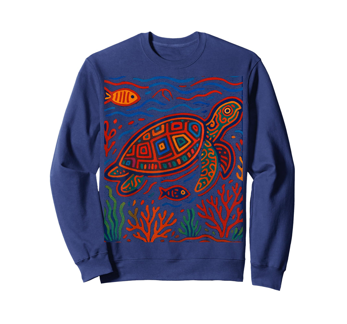 Sea Turtle Inspired by Mola Artwork of Panama Kuna T-Shirt