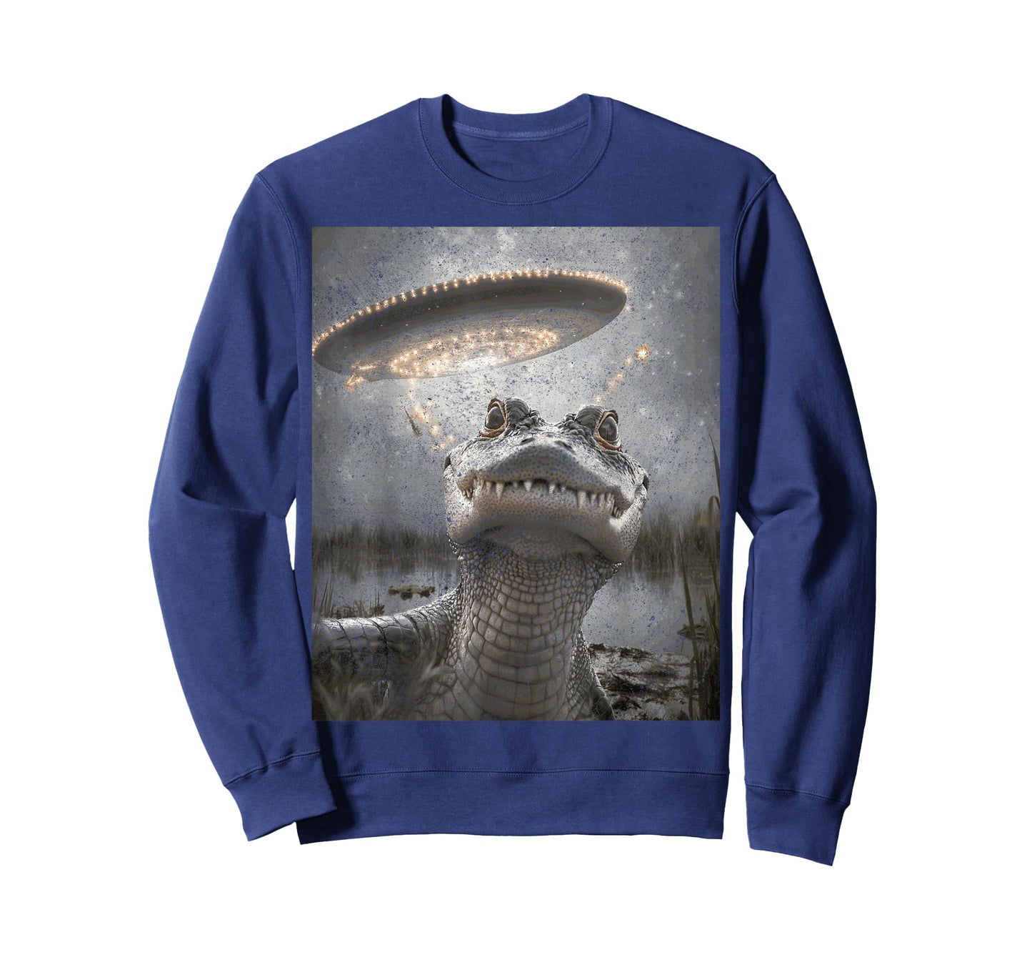 Alligator Selfie with Alien UFO Funny T-Shirt