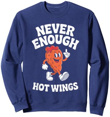 Funny Hot Wing or Hot Wings Retro Sweatshirt - Sweatshirt | Navy