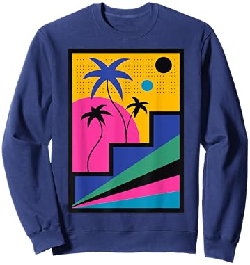 Retro Geometric 80s Memphis Style Sweatshirt - Sweatshirt | Navy