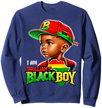 B is for Brilliant Black Boy Kid Black-History Month Toddler Sweatshirt - Sweatshirt | Navy