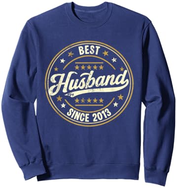 Retro Proud Best Husband Since 2013 13th Wedding Anniversary Sweatshirt - Sweatshirt | Navy