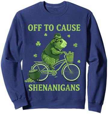 Off to Cause Shenanigans Guinea Pig St Patricks Day Sweatshirt - Sweatshirt | Navy