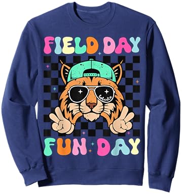 Field Day Fun Day Bobcats School Women Teacher Kids Mom Sweatshirt - Sweatshirt | Navy