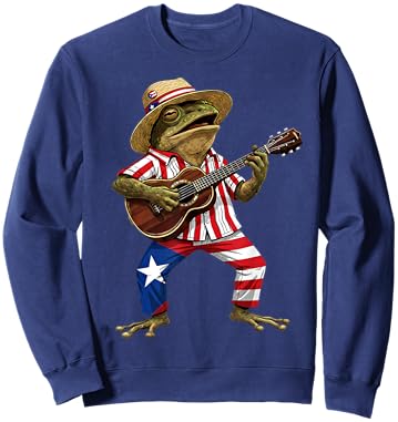 Coqui Frog Puerto Rico Taino Puerto Rican Flag Boricua Sweatshirt - Sweatshirt | Navy