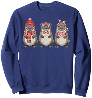 Retro Platypus Cute Valentine Sweatshirt - Sweatshirt | Navy