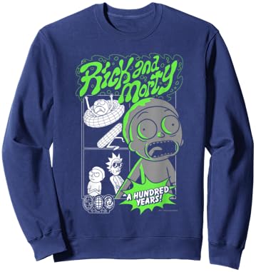Rick and Morty A Hundred Years Storyboard Collage Cartoon Sweatshirt - Sweatshirt | Navy