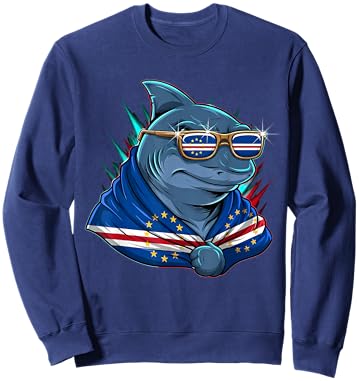 Cape Verde Flag Shark Cape Verdean Roots Cabo Verde Sweatshirt - Sweatshirt | Navy