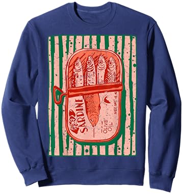Sardines Tinned Fish Retro Graphic Mediterranean Coastal Sweatshirt - Sweatshirt | Navy