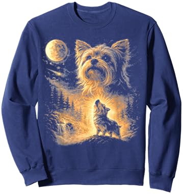 Yorkie Howling to the Moon Vintage Sweatshirt - Sweatshirt | Navy