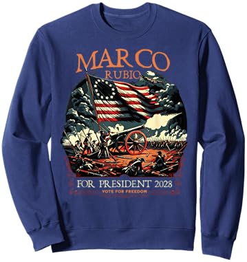 Marco Rubio 2028 for President Colonial Patriotic US Flag Sweatshirt - Sweatshirt | Navy