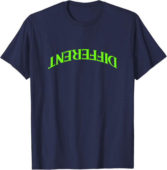 Green Color Inverted Different Green Graphic T-Shirt - T-Shirt | Navy