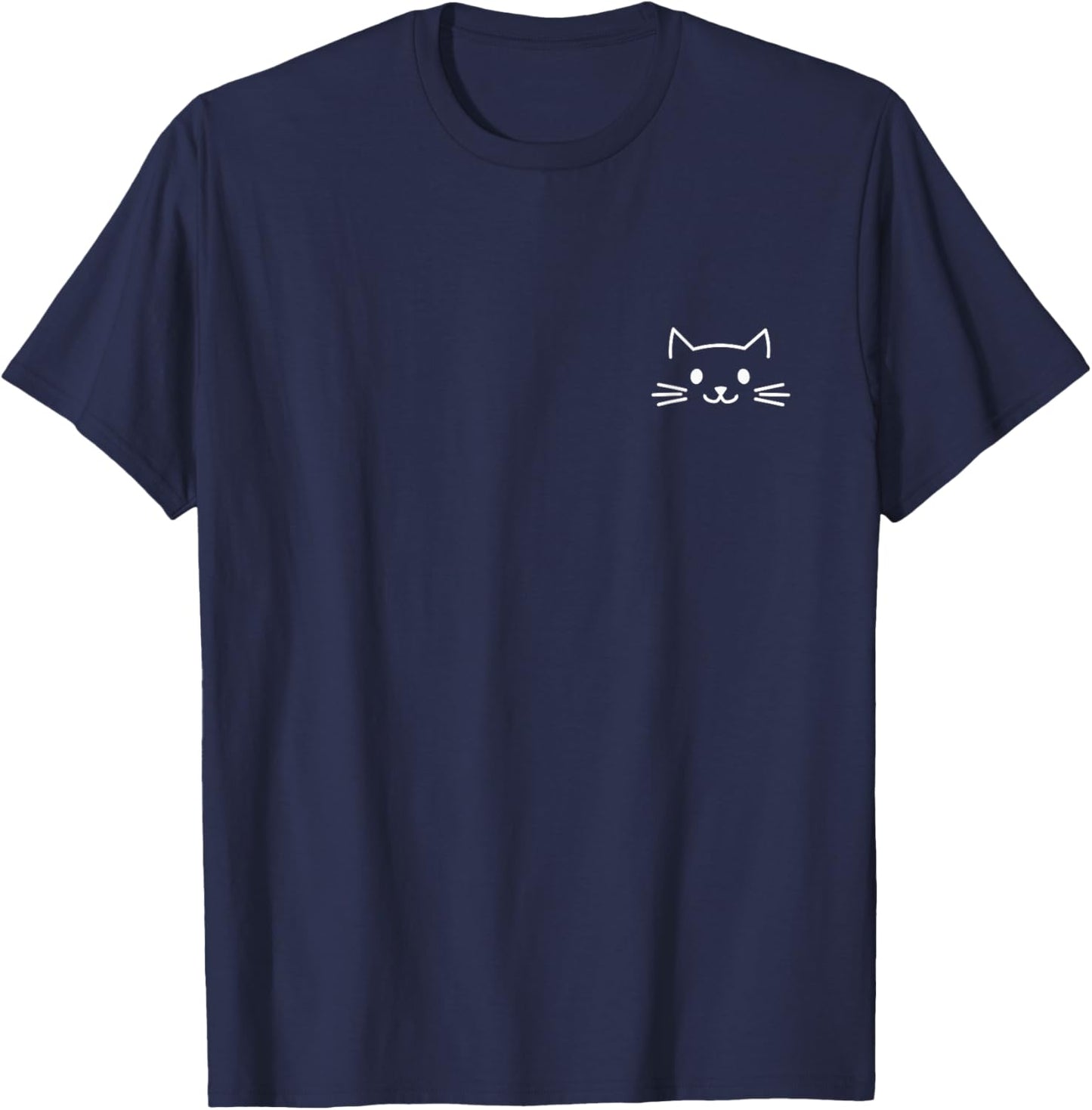 Small Cat Face Cat Lover Funny Cat Minimalist Subtle Cat T-Shirt - T-Shirt | Navy