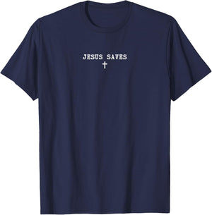 Jesus Saves Cross Subtle Christian T-Shirt - T-Shirt | Navy