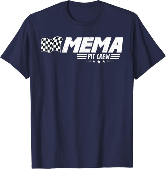 Mema Pit Crew Race Car Birthday Family Racing T-Shirt - T-Shirt | Navy