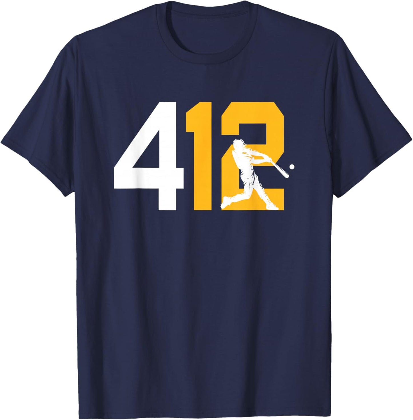 Pirates 412 Funny Vintage 90's Baseball Style T-Shirt - T-Shirt | Navy